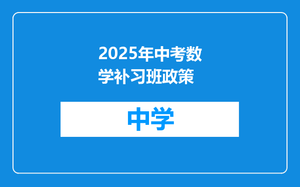 2025年中考数学补习班政策