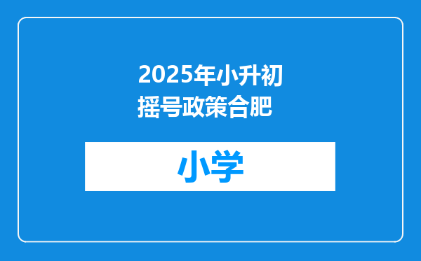 2025年小升初摇号政策合肥