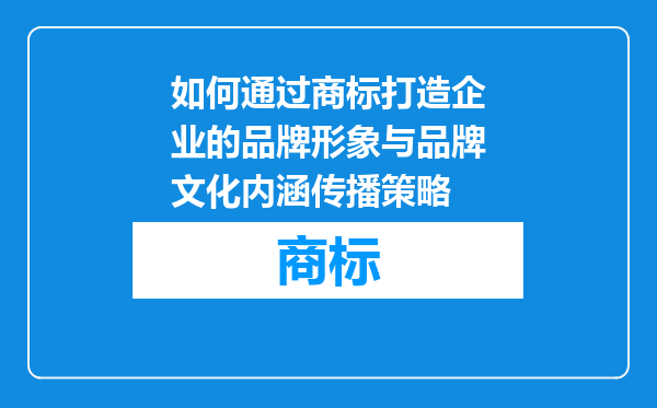 如何通过商标打造企业的品牌形象与品牌文化内涵传播策略