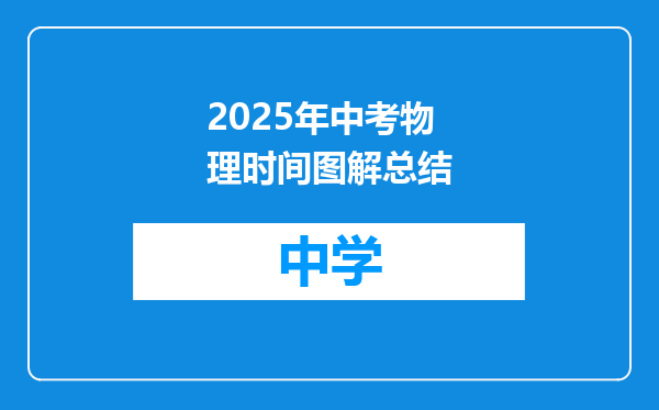 2025年中考物理时间图解总结