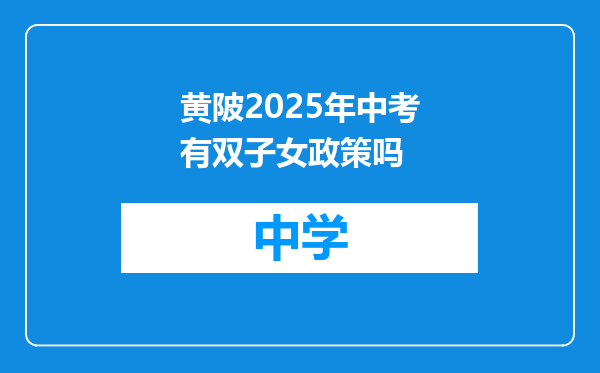 黄陂2025年中考有双子女政策吗