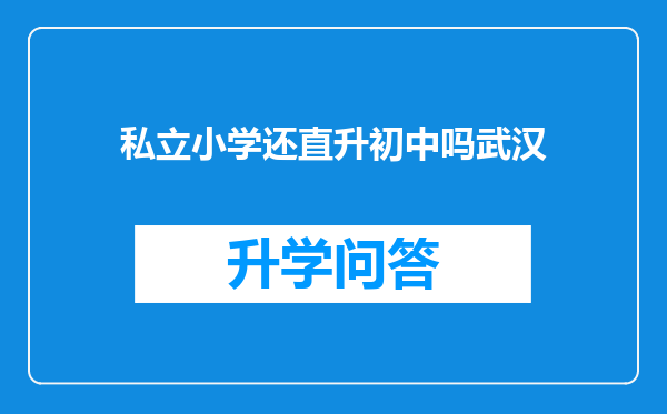 私立小学还直升初中吗武汉