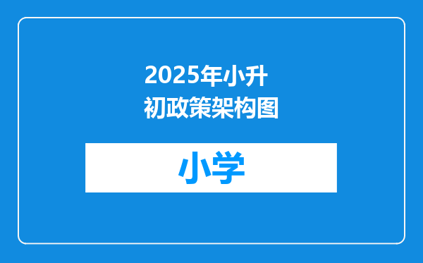 2025年小升初政策架构图