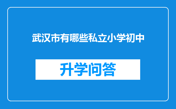 武汉市有哪些私立小学初中