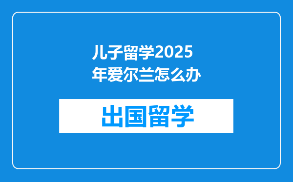 儿子留学2025年爱尔兰怎么办