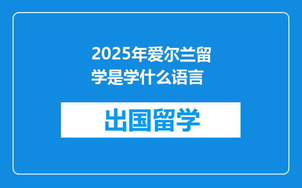2025年爱尔兰留学是学什么语言
