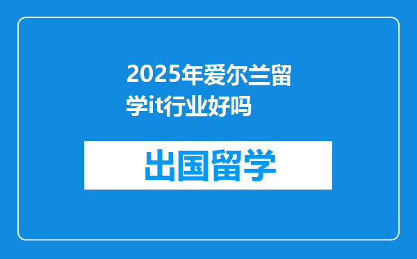 2025年爱尔兰留学it行业好吗