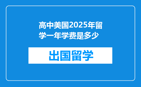 高中美国2025年留学一年学费是多少