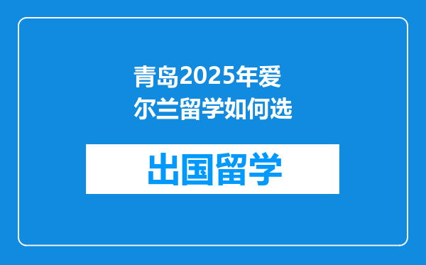 青岛2025年爱尔兰留学如何选