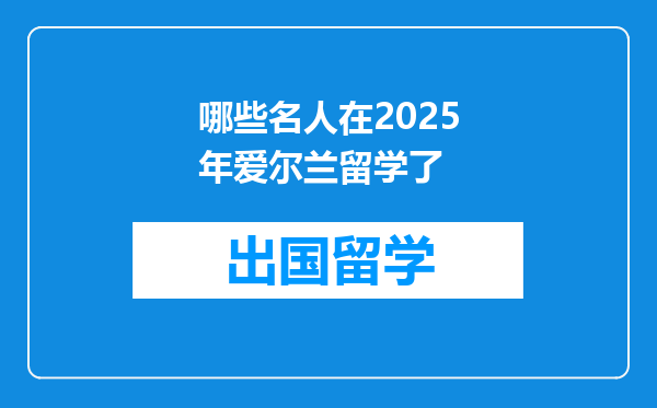 哪些名人在2025年爱尔兰留学了