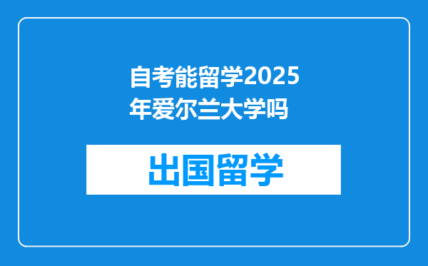 自考能留学2025年爱尔兰大学吗