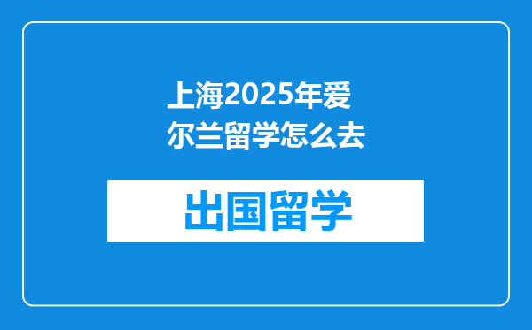 上海2025年爱尔兰留学怎么去