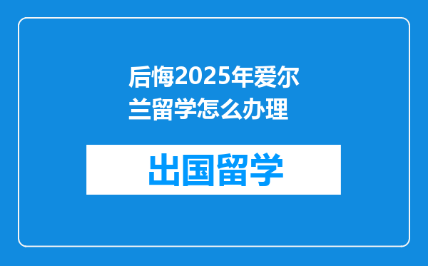 后悔2025年爱尔兰留学怎么办理