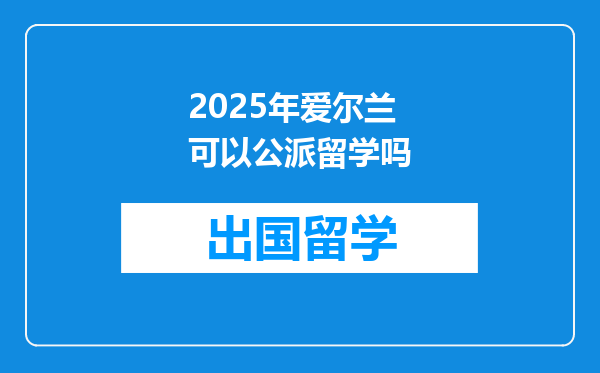 2025年爱尔兰可以公派留学吗