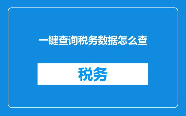 一键查询税务数据怎么查