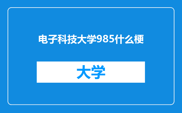 电子科技大学985什么梗