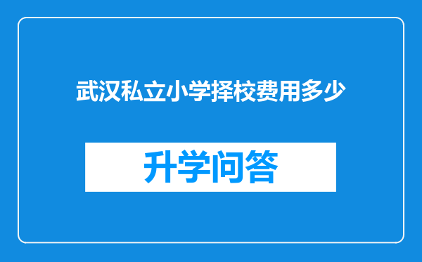 武汉私立小学择校费用多少