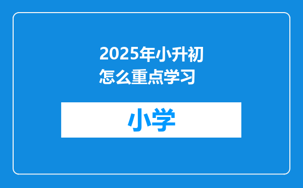 2025年小升初怎么重点学习
