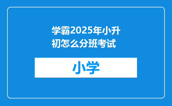 学霸2025年小升初怎么分班考试