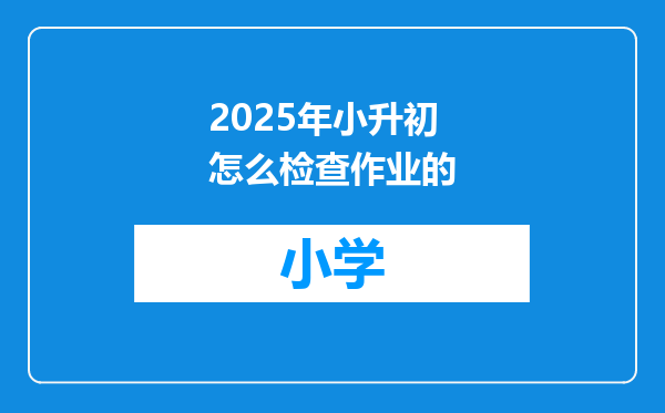 2025年小升初怎么检查作业的