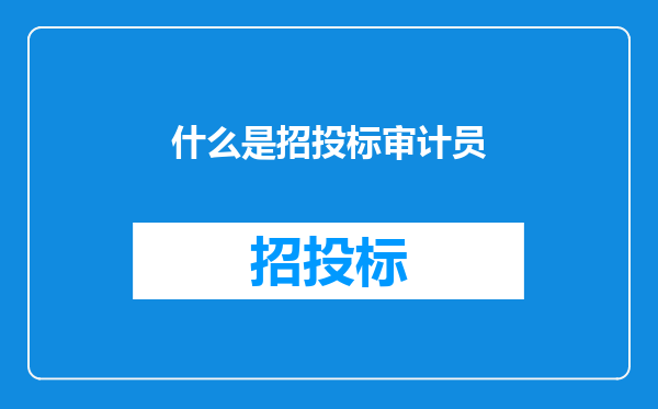 什么是招投标审计员