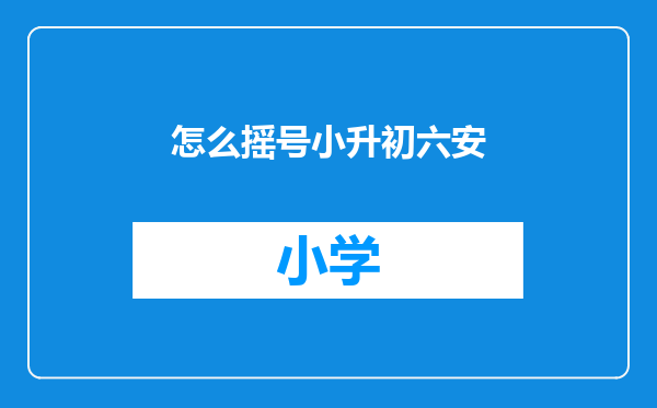 怎么摇号小升初六安