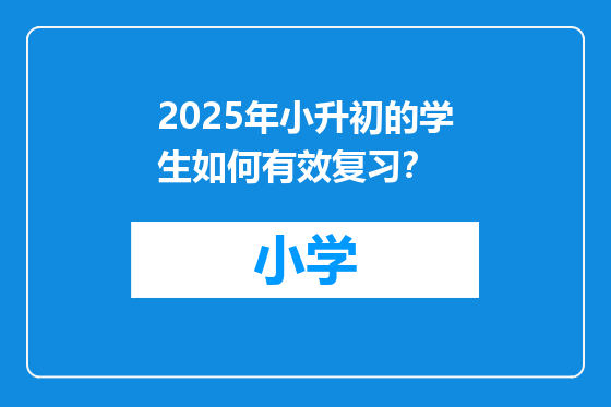 2025年小升初的学生如何有效复习？