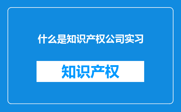 什么是知识产权公司实习