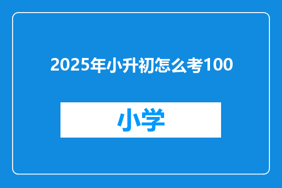 2025年小升初怎么考100