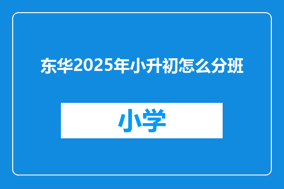 东华2025年小升初怎么分班