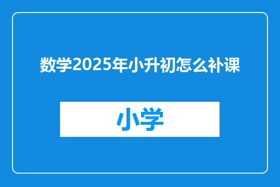 数学2025年小升初怎么补课
