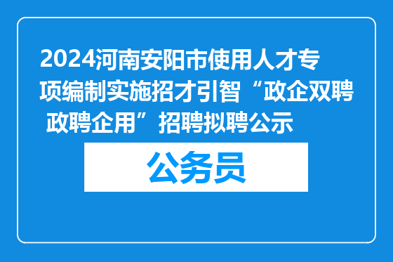 2024河南安阳市使用人才专项编制实施招才引智“政企双聘 政聘企用”招聘拟聘公示