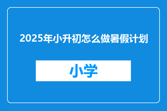 2025年小升初怎么做暑假计划