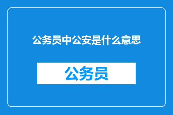 公务员中公安是什么意思