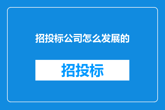 招投标公司怎么发展的