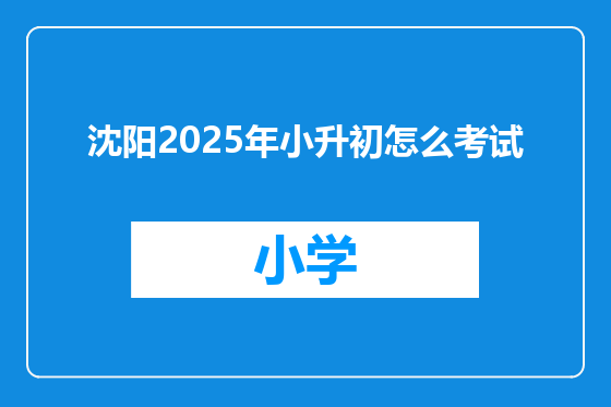 沈阳2025年小升初怎么考试