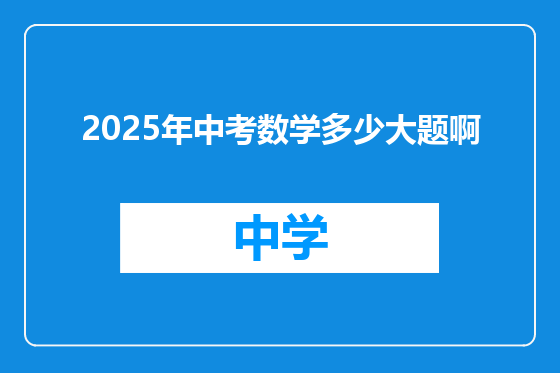 2025年中考数学多少大题啊