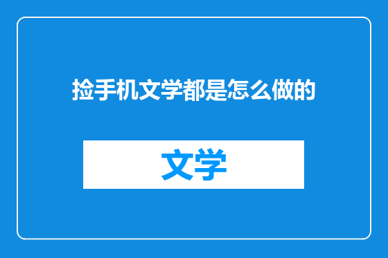 捡手机文学都是怎么做的
