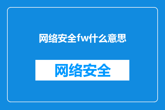 网络安全fw什么意思