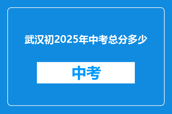 武汉初2025年中考总分多少