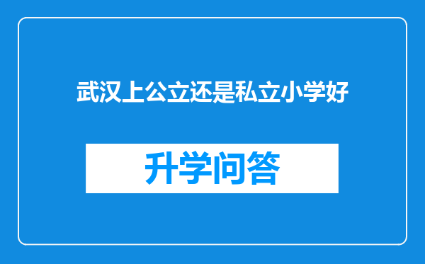 武汉上公立还是私立小学好
