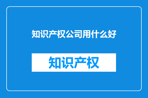 知识产权公司用什么好