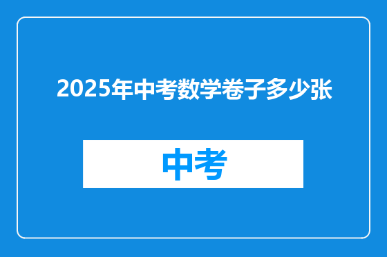 2025年中考数学卷子多少张