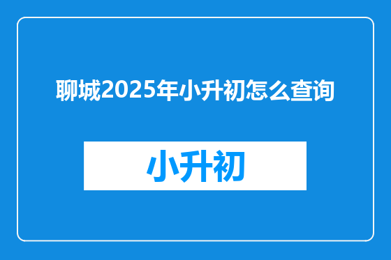 聊城2025年小升初怎么查询