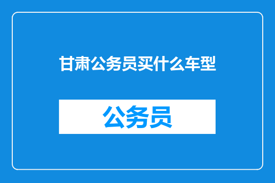 甘肃公务员买什么车型