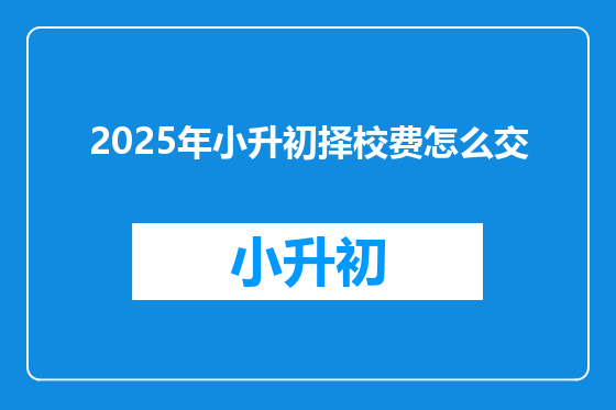 2025年小升初择校费怎么交