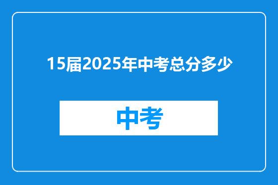 15届2025年中考总分多少