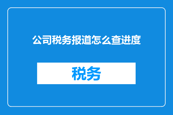 公司税务报道怎么查进度