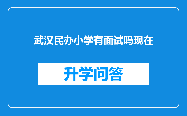 武汉民办小学有面试吗现在