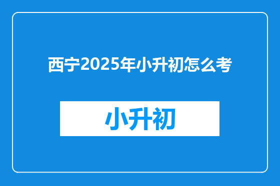 西宁2025年小升初怎么考